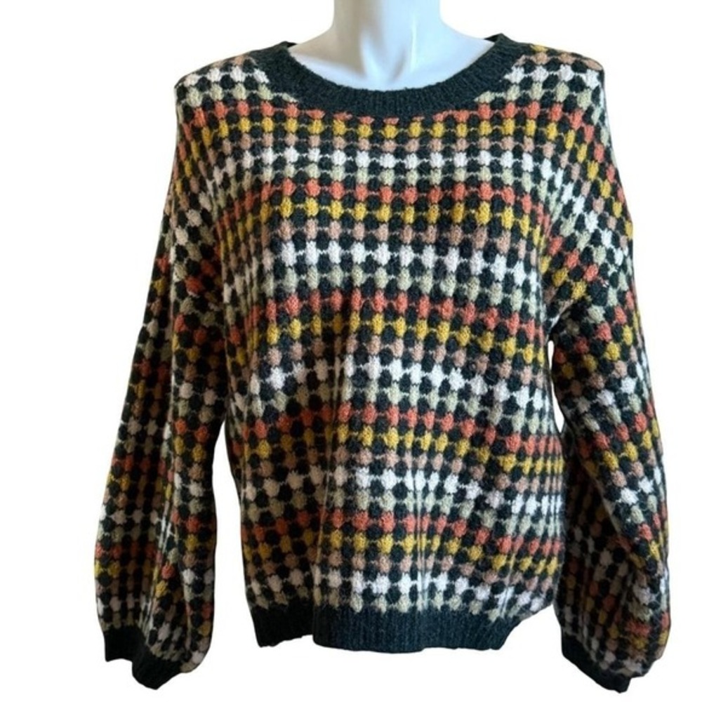 Blu Pepper Womens Sweater Geometric Knit Very Oversized Size L Large